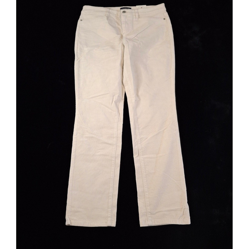 Talbots Womens 10 Pants Ivory Cream High Waist Straight Leg Corduroy Cords‎ NWT